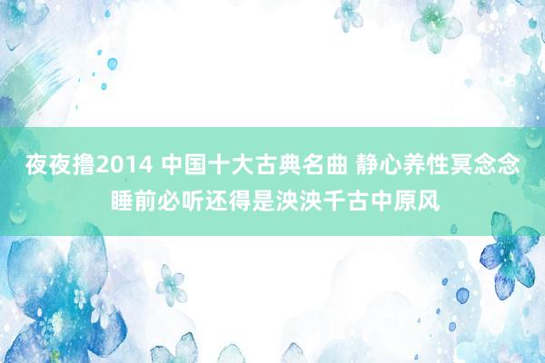 夜夜撸2014 中国十大古典名曲 静心养性冥念念 睡前必听还得是泱泱千古中原风