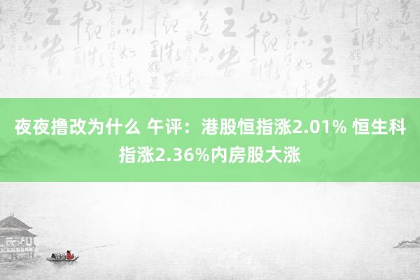 夜夜撸改为什么 午评：港股恒指涨2.01% 恒生科指涨2.36%内房股大涨