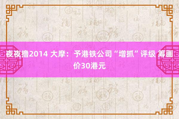 夜夜撸2014 大摩：予港铁公司“增抓”评级 筹画价30港元