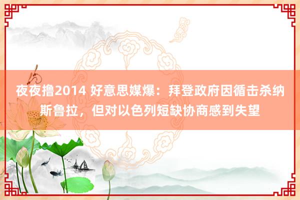 夜夜撸2014 好意思媒爆：拜登政府因循击杀纳斯鲁拉，但对以色列短缺协商感到失望