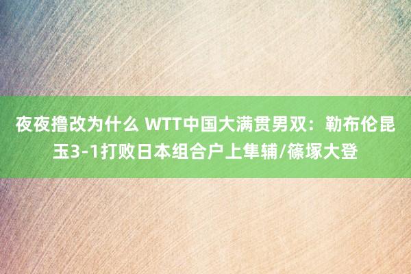 夜夜撸改为什么 WTT中国大满贯男双：勒布伦昆玉3-1打败日本组合户上隼辅/篠塚大登