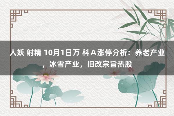 人妖 射精 10月1日万 科Ａ涨停分析：养老产业，冰雪产业，旧改宗旨热股