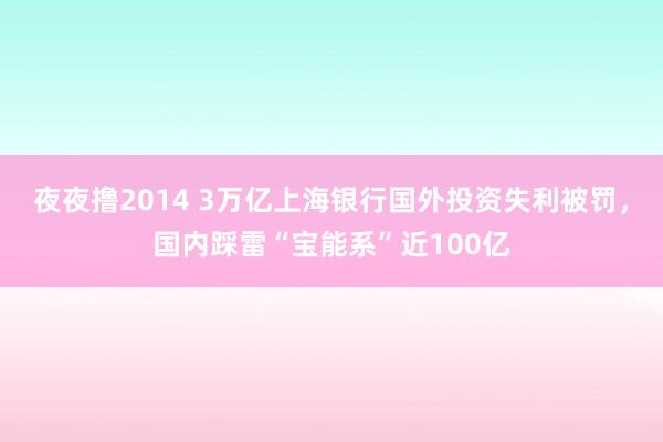 夜夜撸2014 3万亿上海银行国外投资失利被罚，国内踩雷“宝能系”近100亿