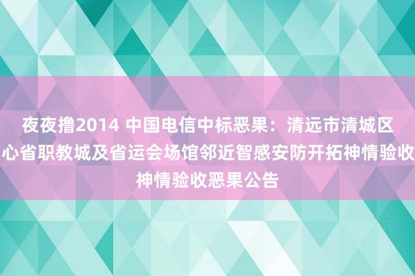 夜夜撸2014 中国电信中标恶果：清远市清城区大数据中心省职教城及省运会场馆邻近智感安防开拓神情验收恶果公告