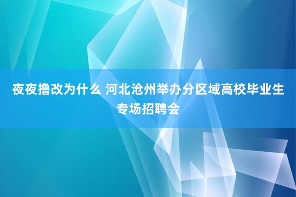 夜夜撸改为什么 河北沧州举办分区域高校毕业生专场招聘会