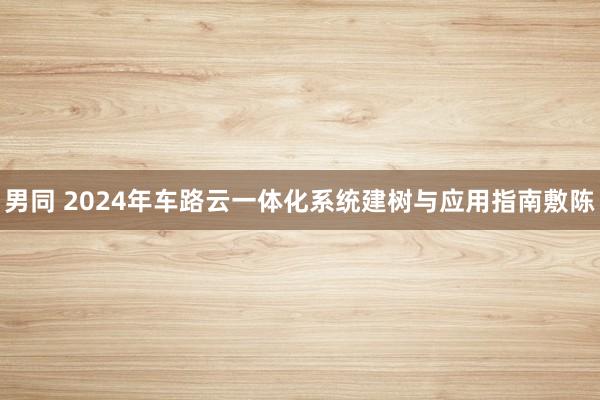 男同 2024年车路云一体化系统建树与应用指南敷陈