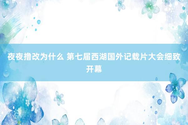 夜夜撸改为什么 第七届西湖国外记载片大会细致开幕