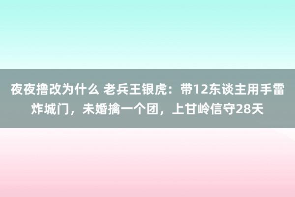 夜夜撸改为什么 老兵王银虎：带12东谈主用手雷炸城门，未婚擒一个团，上甘岭信守28天