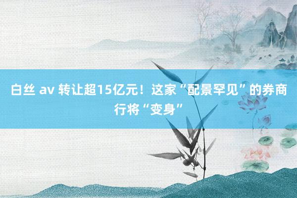 白丝 av 转让超15亿元！这家“配景罕见”的券商行将“变身”