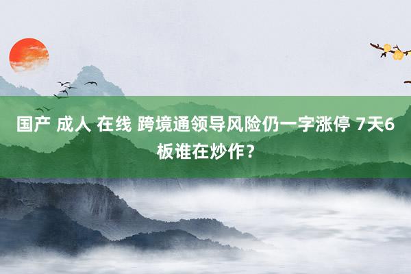 国产 成人 在线 跨境通领导风险仍一字涨停 7天6板谁在炒作？