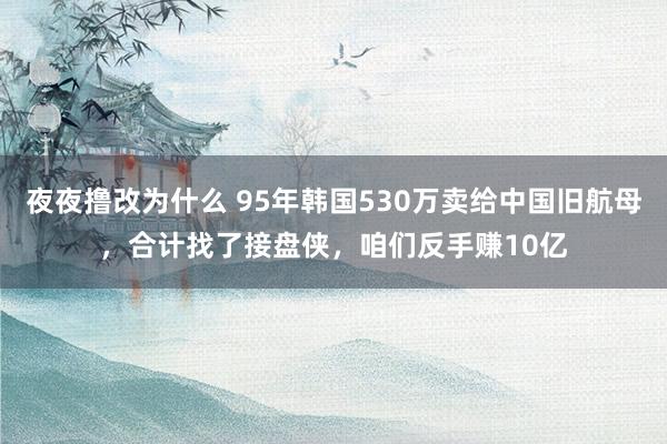 夜夜撸改为什么 95年韩国530万卖给中国旧航母，合计找了接盘侠，咱们反手赚10亿