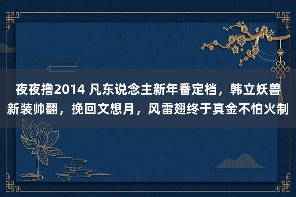 夜夜撸2014 凡东说念主新年番定档，韩立妖兽新装帅翻，挽回文想月，风雷翅终于真金不怕火制