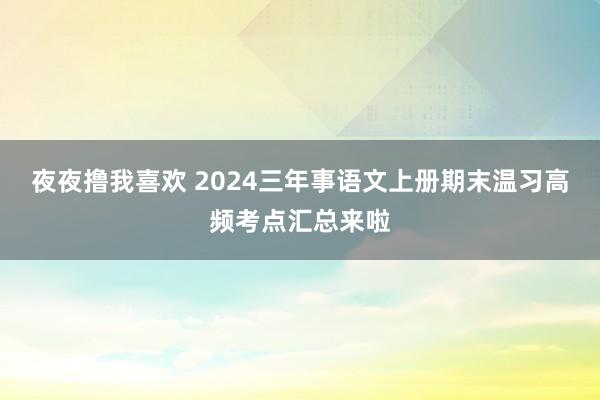 夜夜撸我喜欢 2024三年事语文上册期末温习高频考点汇总来啦