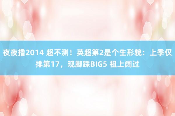 夜夜撸2014 超不测！英超第2是个生形貌：上季仅排第17，现脚踩BIG5 祖上阔过