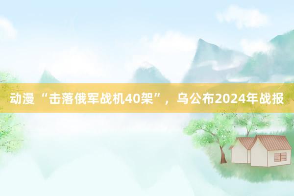 动漫 “击落俄军战机40架”，乌公布2024年战报