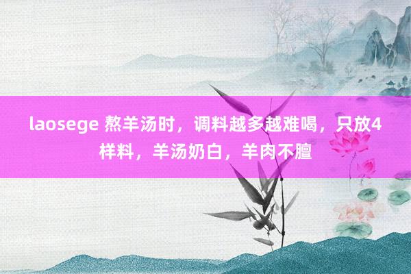 laosege 熬羊汤时，调料越多越难喝，只放4样料，羊汤奶白，羊肉不膻