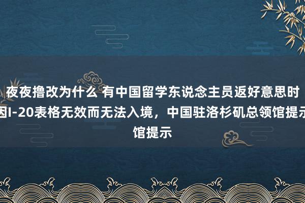 夜夜撸改为什么 有中国留学东说念主员返好意思时因I-20表格无效而无法入境，中国驻洛杉矶总领馆提示