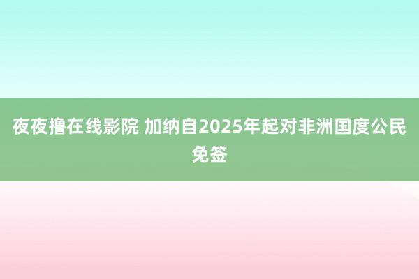 夜夜撸在线影院 加纳自2025年起对非洲国度公民免签