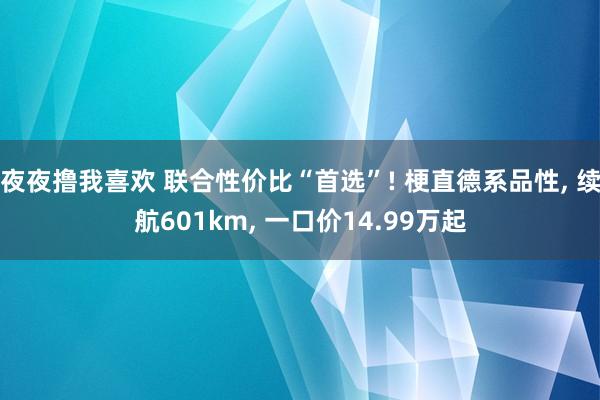 夜夜撸我喜欢 联合性价比“首选”! 梗直德系品性， 续航601km， 一口价14.99万起