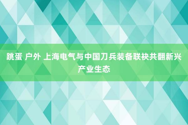 跳蛋 户外 上海电气与中国刀兵装备联袂共翻新兴产业生态