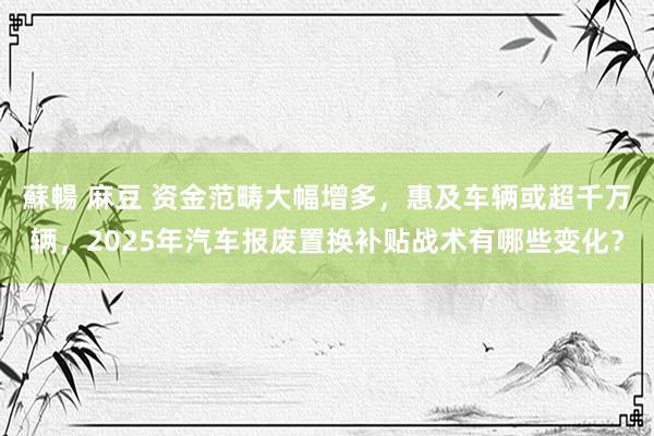 蘇暢 麻豆 资金范畴大幅增多，惠及车辆或超千万辆，2025年汽车报废置换补贴战术有哪些变化？