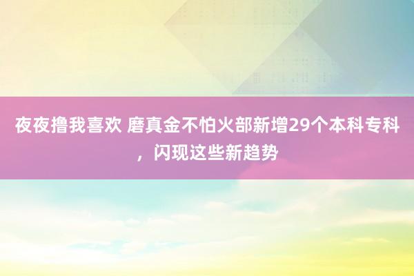 夜夜撸我喜欢 磨真金不怕火部新增29个本科专科，闪现这些新趋势